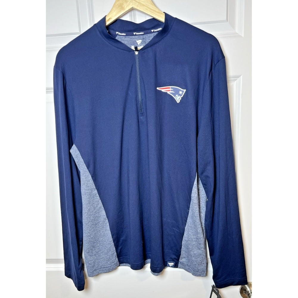 Fanatics‎ Patriots 1/4 Zip Pullover Men's L NFL Team Apparel Blue STEALTH NWT